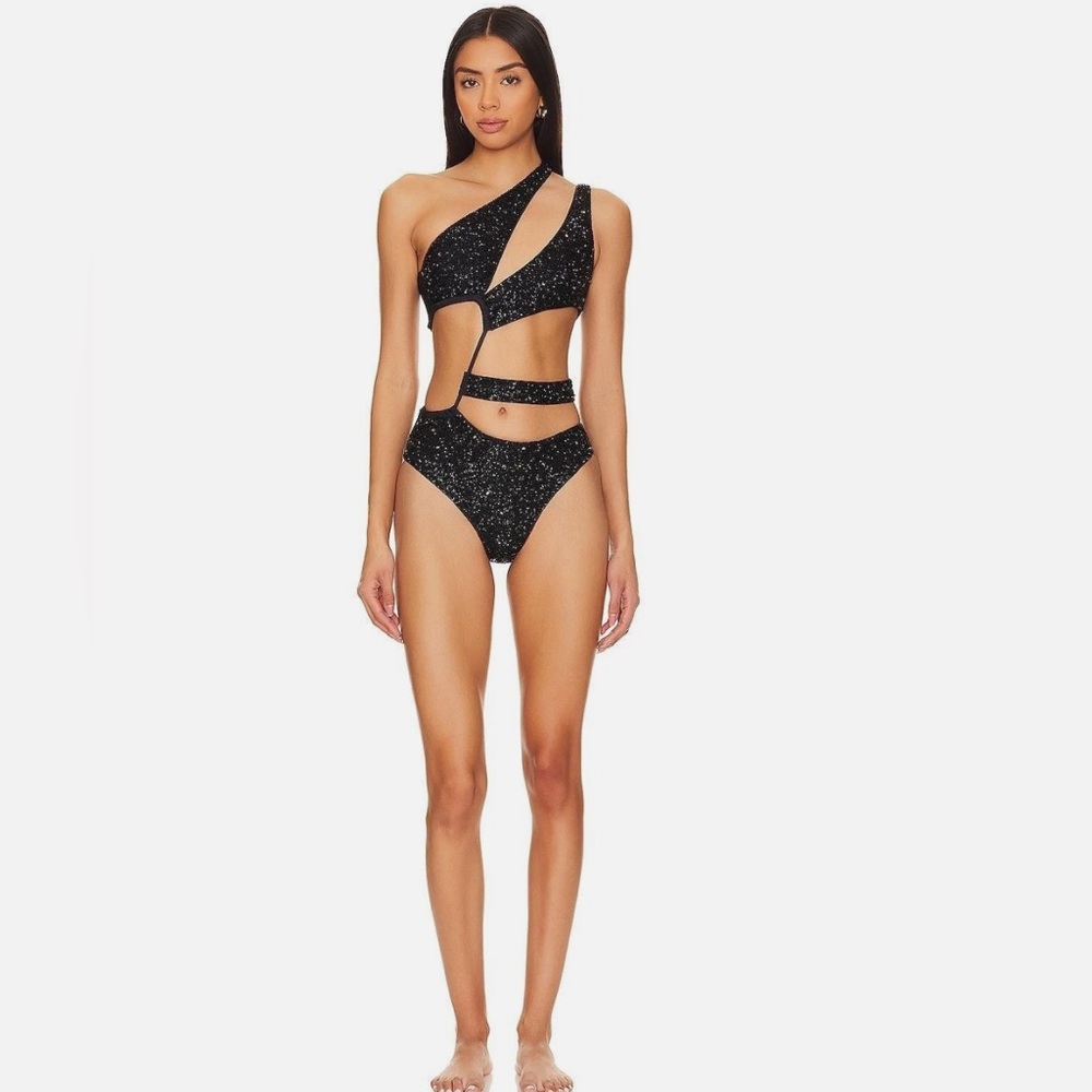 NEW OCEANUS | CAREY SWIMSUIT Glitter Sparkle Cutout one piece - Picture 2 of 11